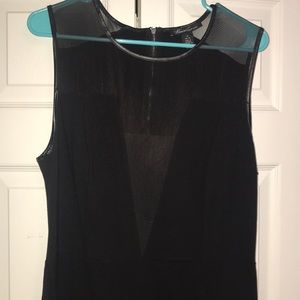 Kenneth Cole Mesh Insert Dress with Leather Trim